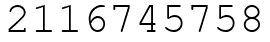 Число 2116745758.