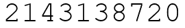 Число 2143138720.
