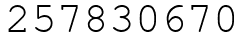 Число 257830670.
