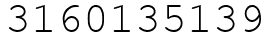 Число 3160135139.