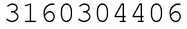 Число 3160304406.