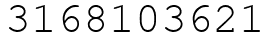Число 3168103621.