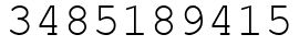 Число 3485189415.