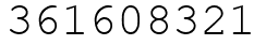 Число 361608321.